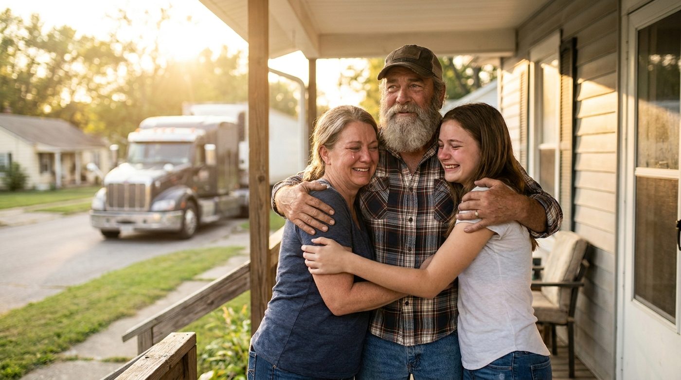 Driver welcomed home by his family